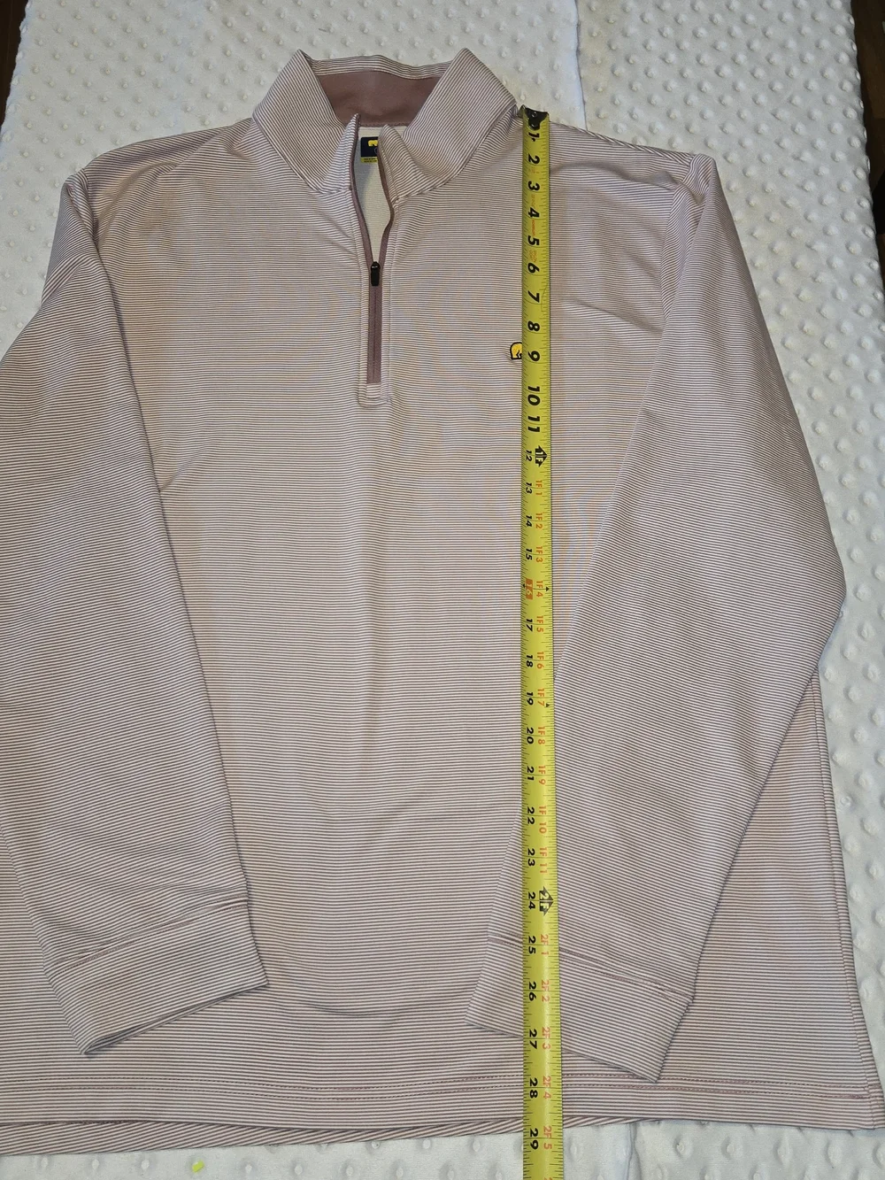 Jack Nicklaus L Long Sleeve 1/4 Zip Golf Polo Shirt Light Red Striped Logo